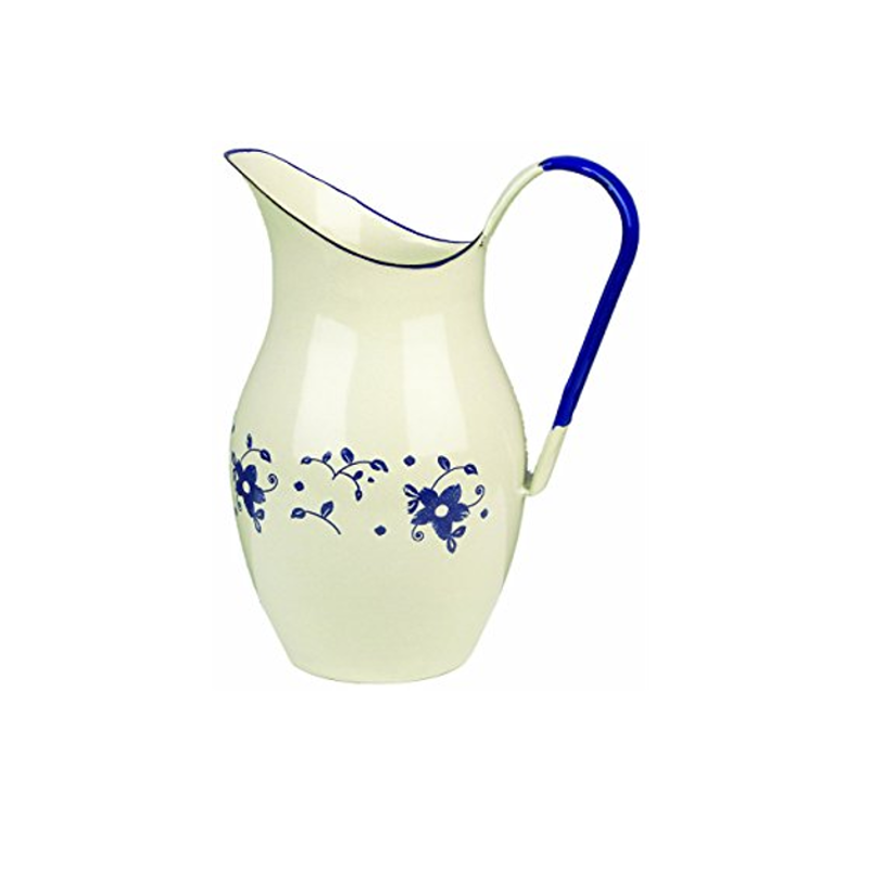 jarra agua esmaltada flores